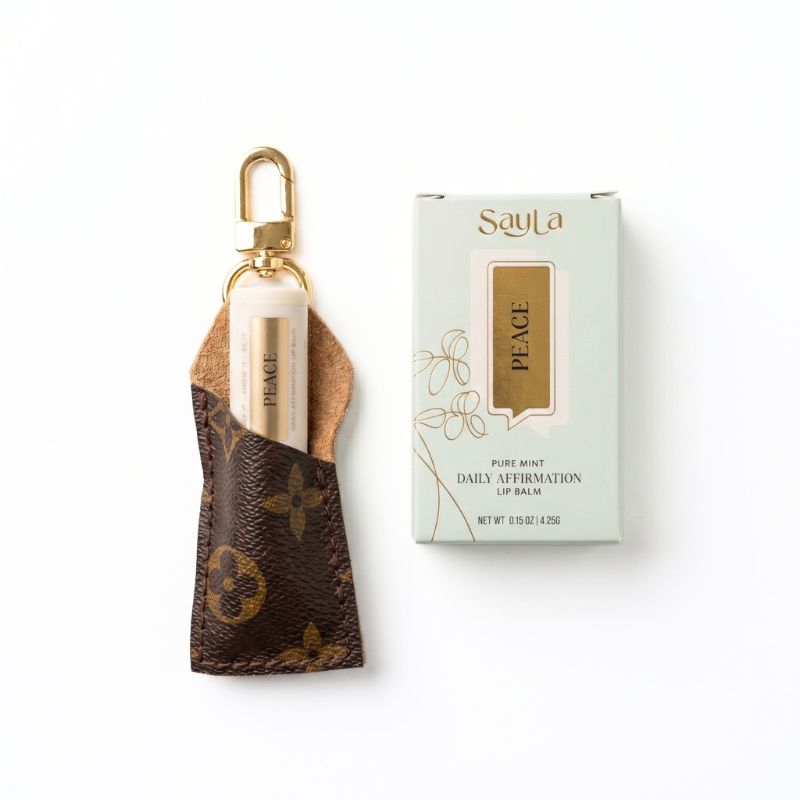 Lip Keeper Lip Balm Holder In Bronze Leather | Upcycled LV (Limited Edition)