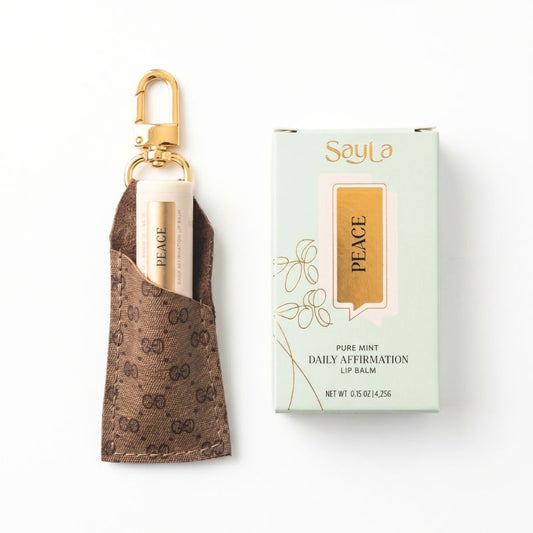 Lip Keeper Lip Balm Holder In Mocha Mousse Leather | Upcycled GG (Limited Edition)