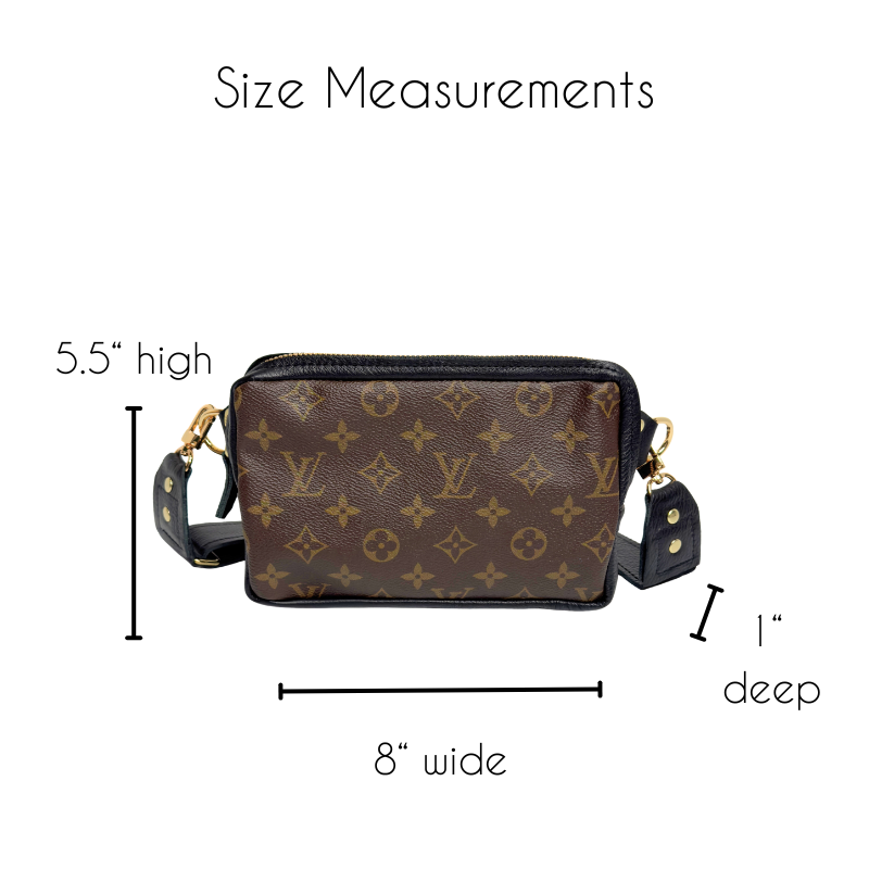 Bella Belt Bag In Black Leather | Upcycled LV Full Front