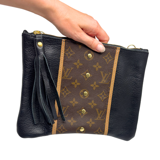 Caroline Crossbody Bag in Black Leather | Upcycled LV