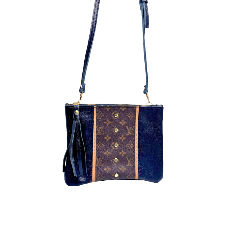 Caroline Crossbody Bag in Black Leather | Upcycled LV