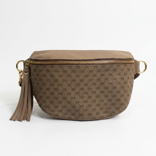 Upcycled GG Full Front Belt Bag in Mocha Mousse Leather | Britt (Limited Edition)