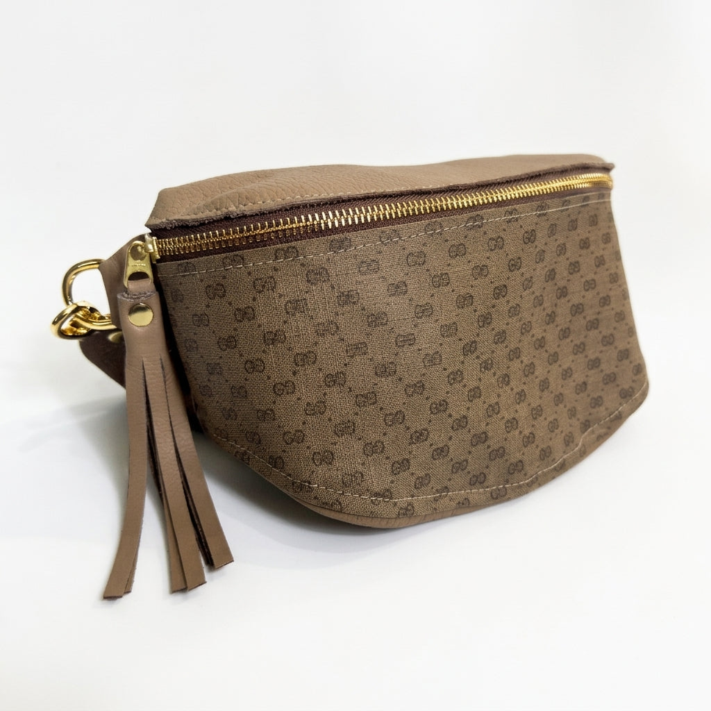 Upcycled GG Full Front Belt Bag in Mocha Mousse Leather | Britt (Limited Edition)