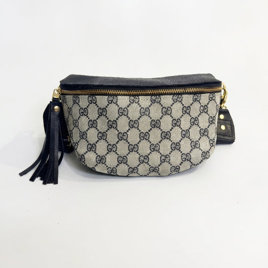 Upcycled GG Full Front Belt Bag in Black Leather | Britt (Limited Edition)