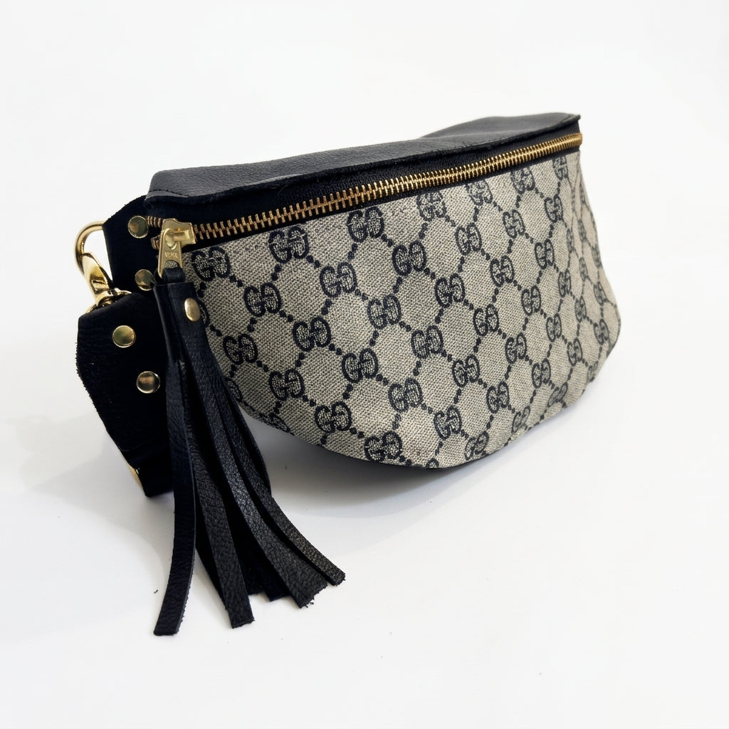 Upcycled GG Full Front Belt Bag in Black Leather | Britt (Limited Edition)