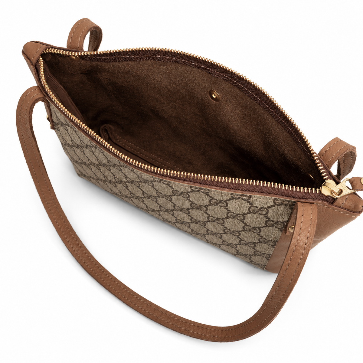 Emma Shoulder Bag - Upcycled Interlock - Mocha Mousse
