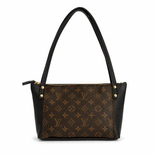 Emma Shoulder Bag - Upcycled Monogram - Black