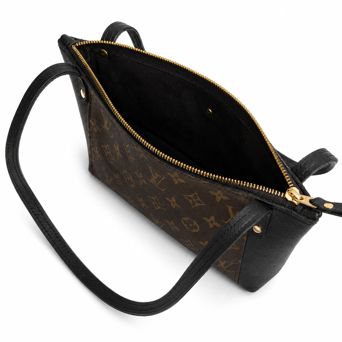 Emma Shoulder Bag - Upcycled Monogram - Black
