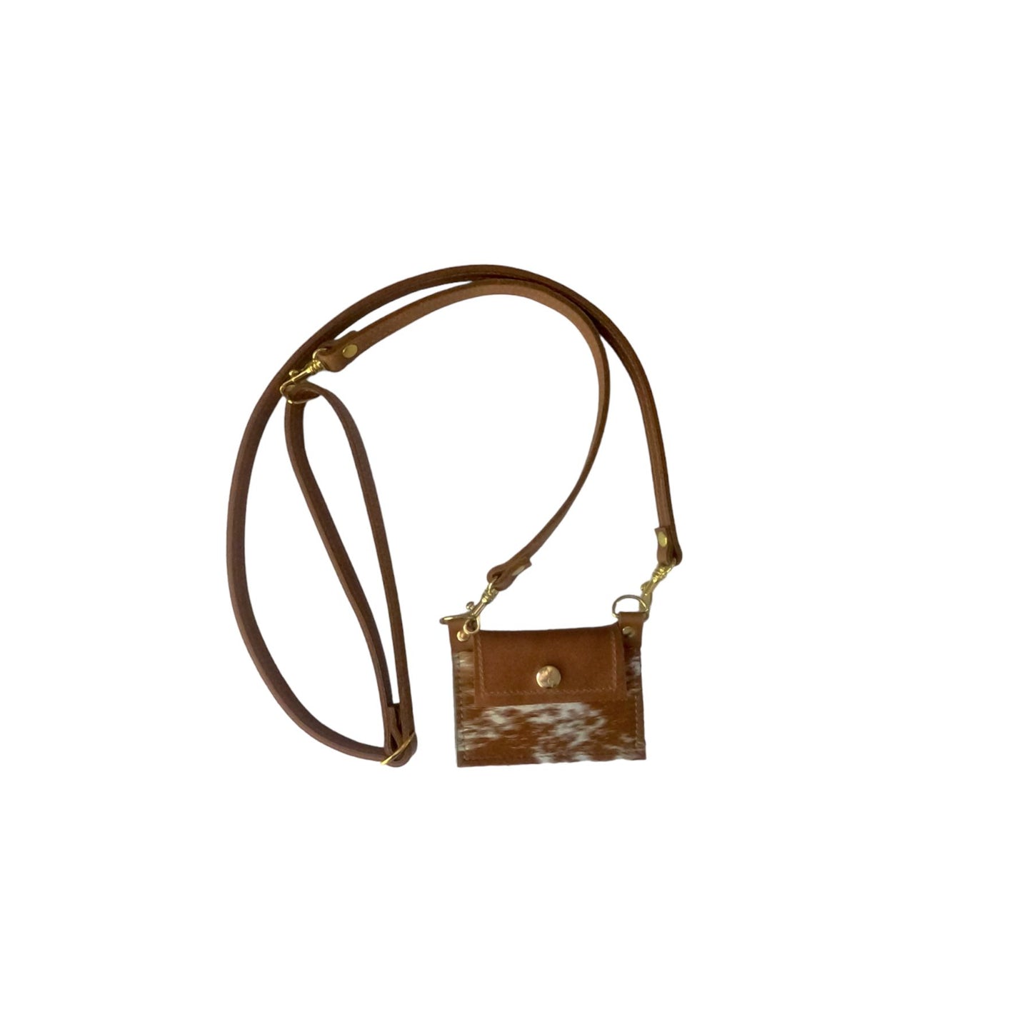 Eva Phone Wallet In Cognac Leather | Brown+White (Pre Made)