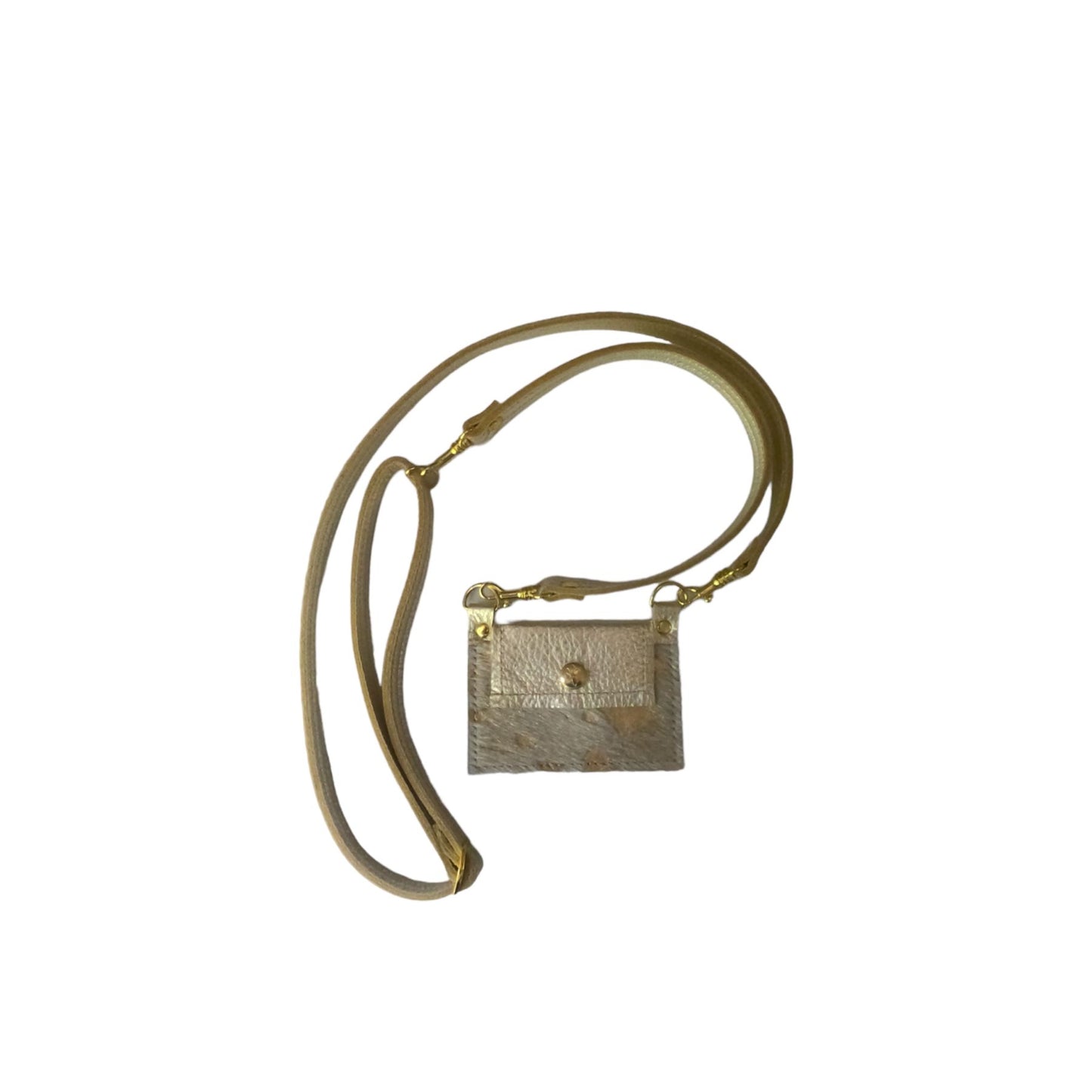 Eva Phone Wallet In Platinum Leather | Gold (Pre Made)