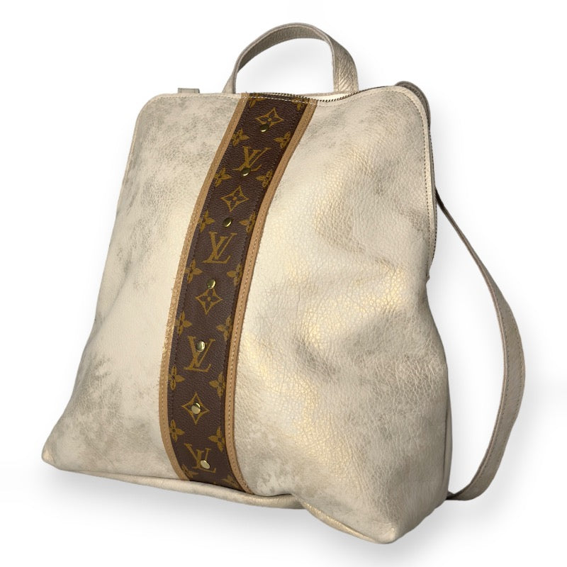 Upcycled Louis Vuitton Backpack in Stone Leather