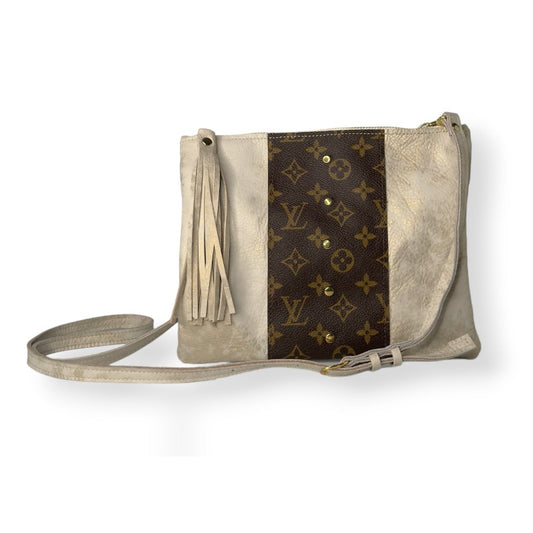 Upcycled LV Crossbody Bag in Stone Leather | Caroline