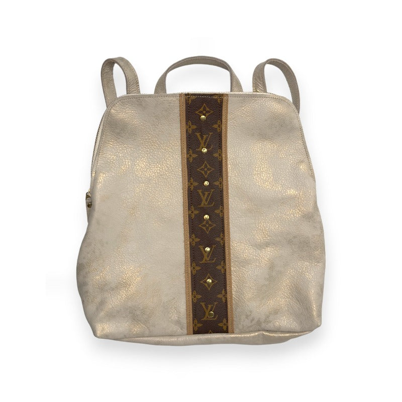 Upcycled Louis Vuitton Backpack in Stone Leather