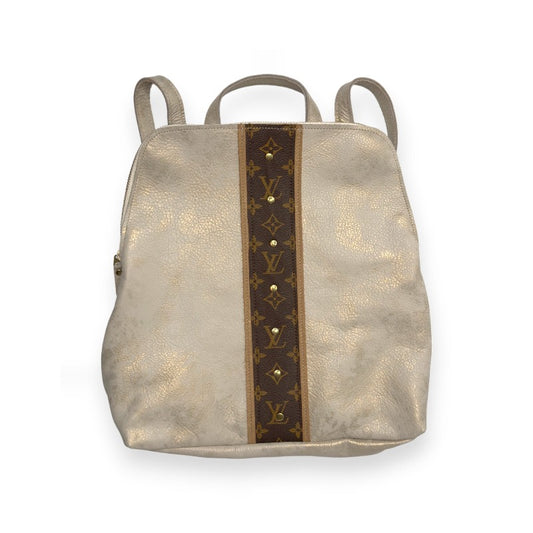 Upcycled Louis Vuitton Backpack in Stone Leather