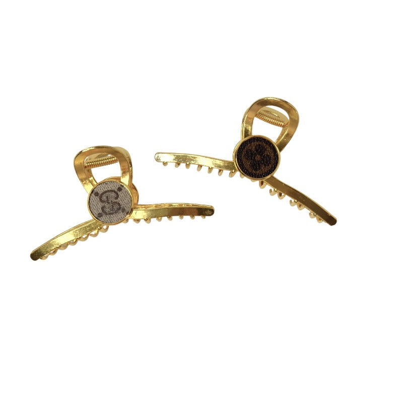 HairLux Claw Clip In Gold Metal | Upcycled LV, GG