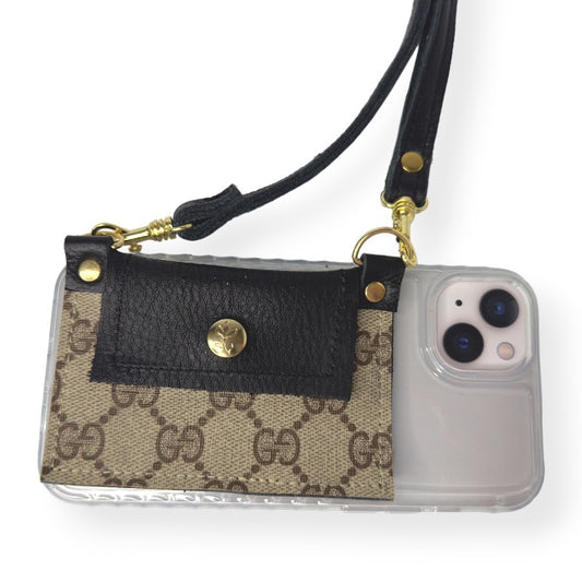 Eva Phone Wallet In Black Leather | Upcycled GG