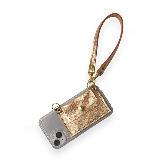 Eva Phone Wallet In Rose Gold Leather (Pre Made)
