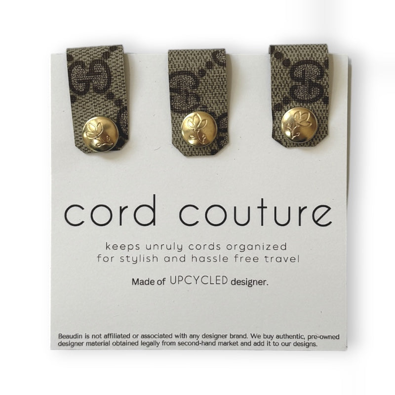 Cord Couture Organizer In Upcycled LV, GG | Set of 3