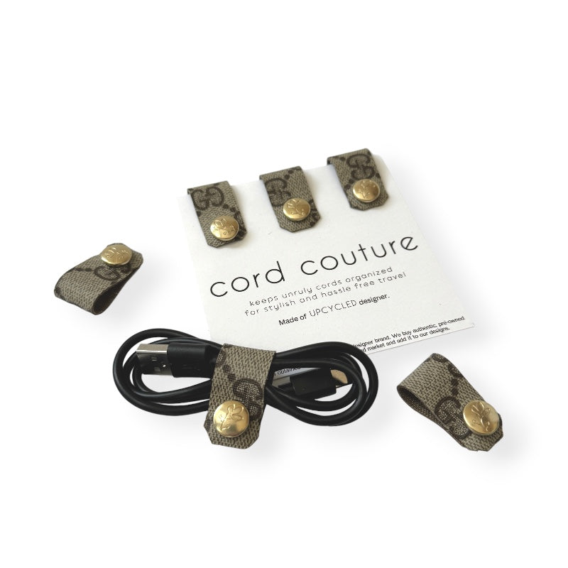 Cord Couture Organizer In Upcycled LV, GG | Set of 3
