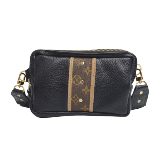 Bella Belt Bag In Black Leather | Upcycled LV