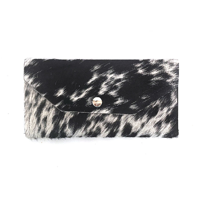 Large Wallet In Leather, Hair on Hide (Pre Made)