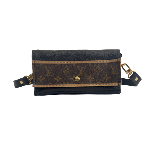Madison Shoulder Bag In Black Leather | Upcycled LV