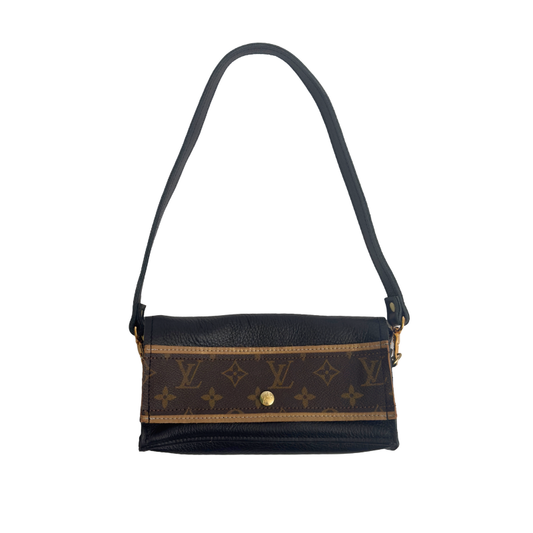 Madison Shoulder Bag In Black Leather | Upcycled LV