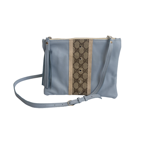Upcycled GG Crossbody Bag in Chambray Leather | Caroline