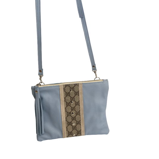 Upcycled GG Crossbody Bag in Chambray Leather | Caroline