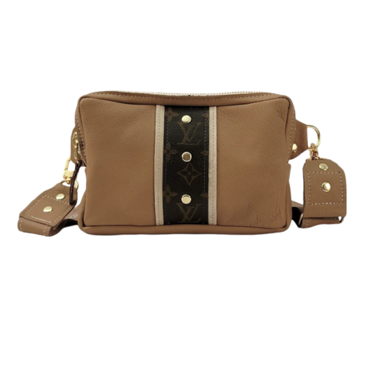 Bella Belt Bag In Mocha Mousse Leather | Upcycled LV