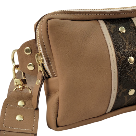 Bella Belt Bag In Mocha Mousse Leather | Upcycled LV
