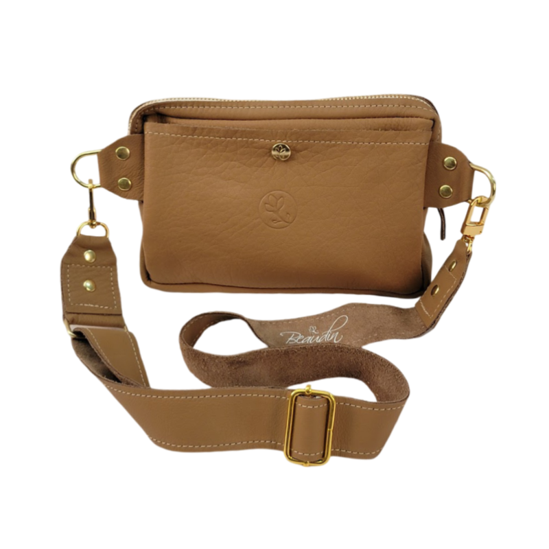Bella Belt Bag In Mocha Mousse Leather | Upcycled LV