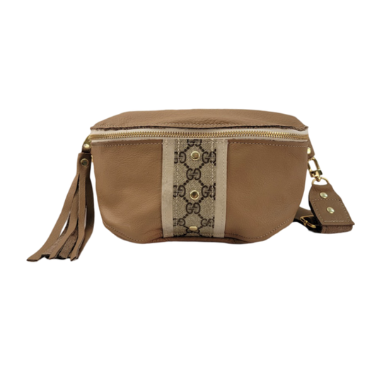 Britt Belt Bag In Mocha Mousse Leather | Upcycled GG