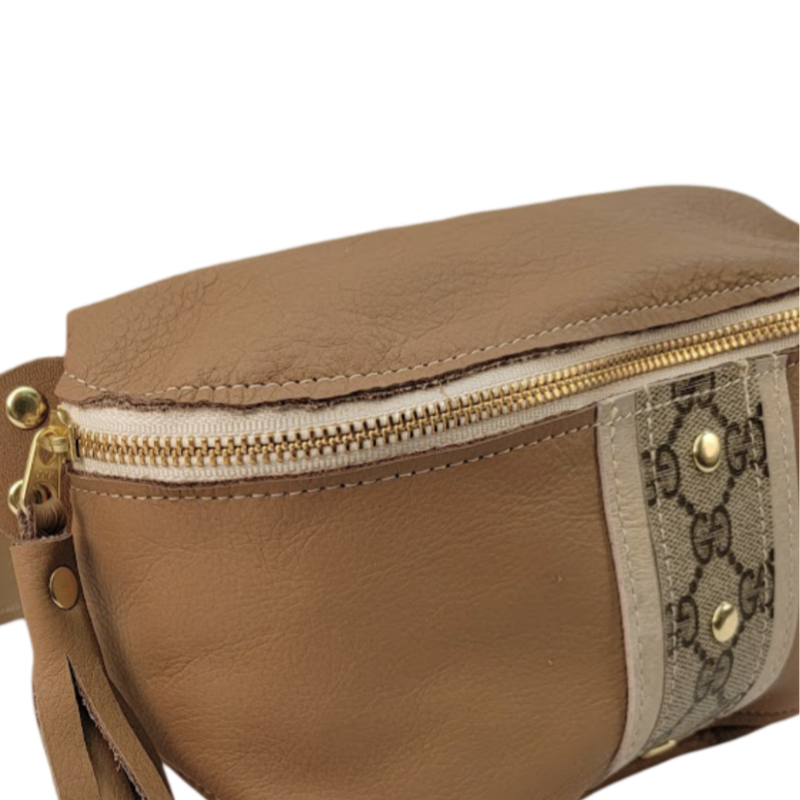 Britt Belt Bag In Mocha Mousse Leather | Upcycled GG