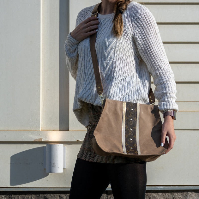 Alison Crossbody In Mocha Leather | Upcycled LV (Pre Made)