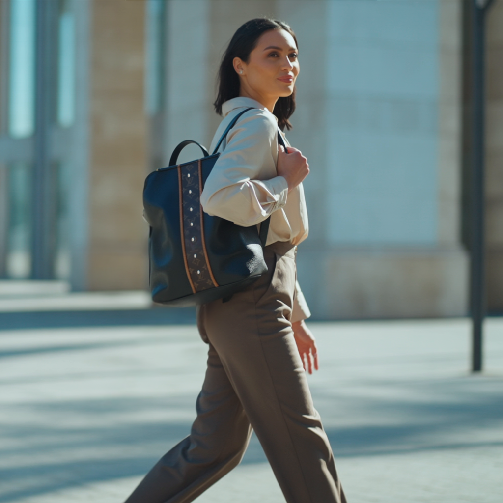 Riley Backpack in Black Leather | Upcycled LV