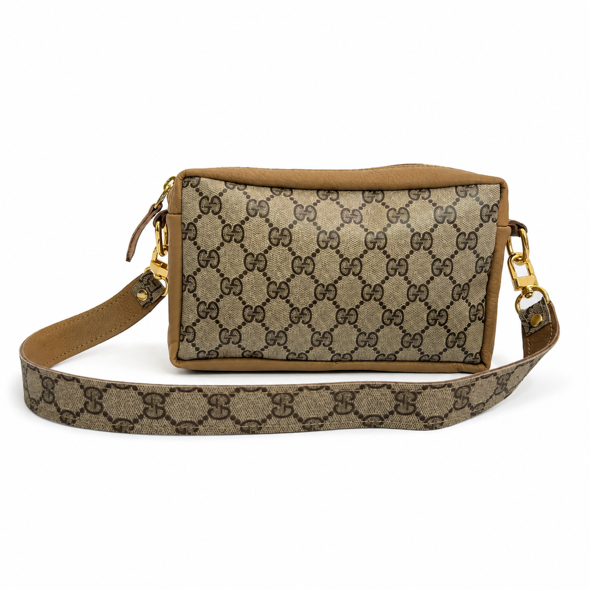 Val Shoulder Bag - Upcycled Interlock Full Front - Mocha Mousse