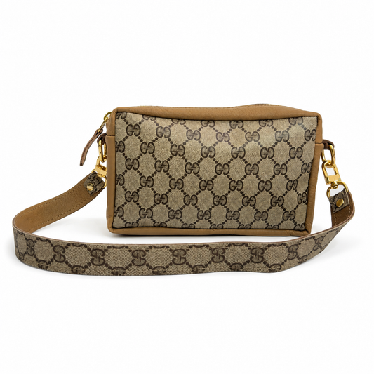 Val Shoulder Bag - Upcycled Interlock Full Front - Mocha Mousse