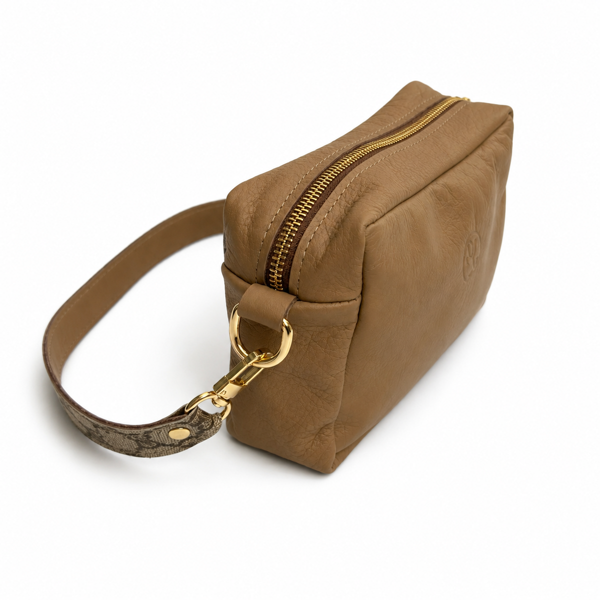 Val Shoulder Bag - Upcycled Interlock Full Front - Mocha Mousse