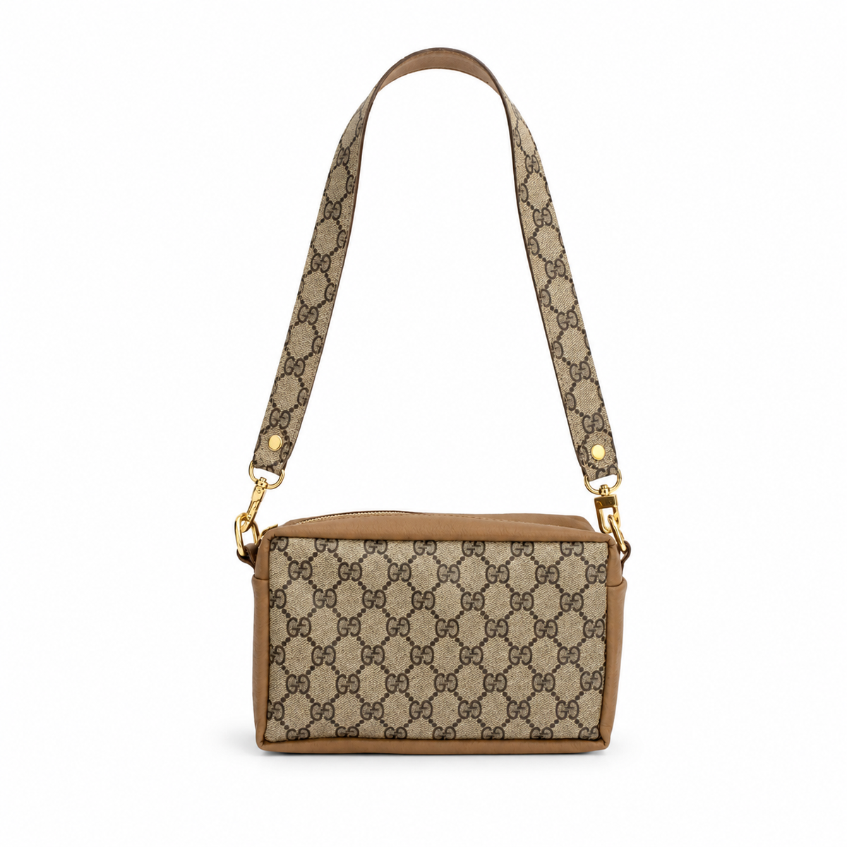Val Shoulder Bag - Upcycled Interlock Full Front - Mocha Mousse