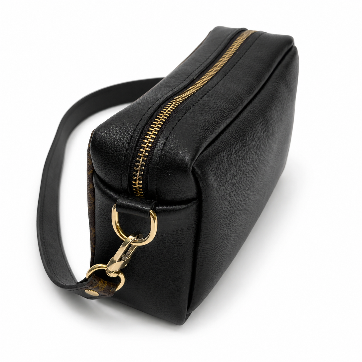 Val Shoulder Bag - Upcycled Monogram Full Front - Black