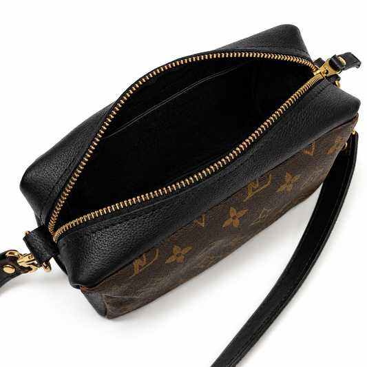 Val Shoulder Bag - Upcycled Monogram Full Front - Black