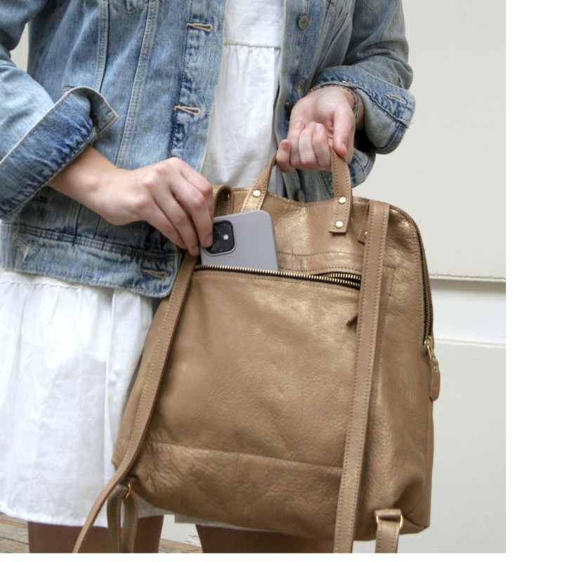 Upcycled Louis Vuitton Backpack in Bronze Leather  (Pre Made)