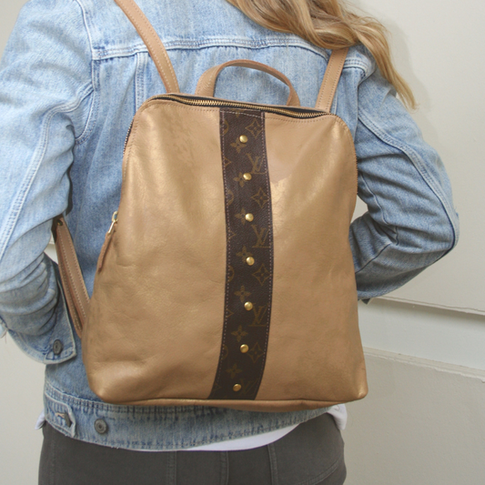 Upcycled Louis Vuitton Backpack in Bronze Leather  (Pre Made)