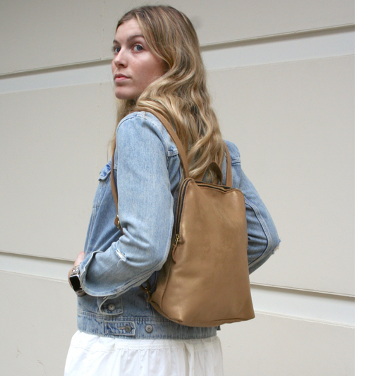 Riley Backpack In Bronze Leather (Pre Made)