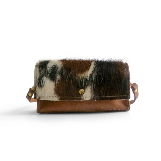 Madison Shoulder Bag In Cognac Leather | Brown+White