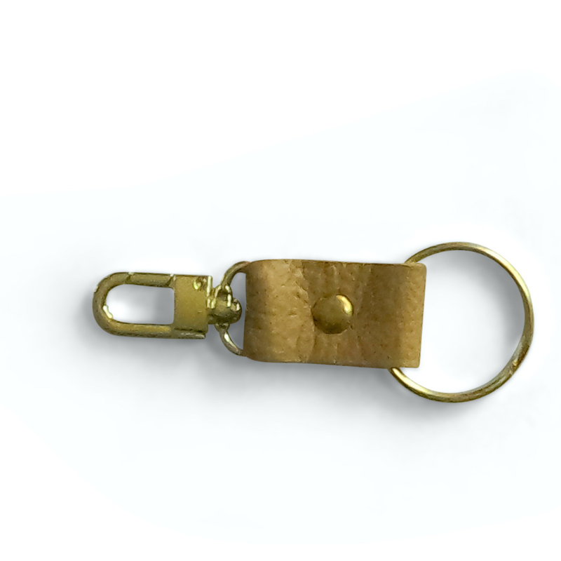 Ox & Pine Push Clip Keychain | Personalized Premium Leather Keychain | Custom Key Fob | Leather Gift Handmade in The USA Saddle Tan