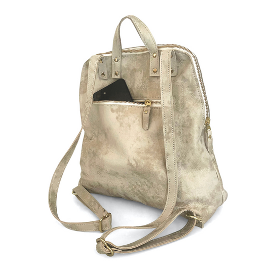Riley Backpack In Stone Leather (Pre Made)
