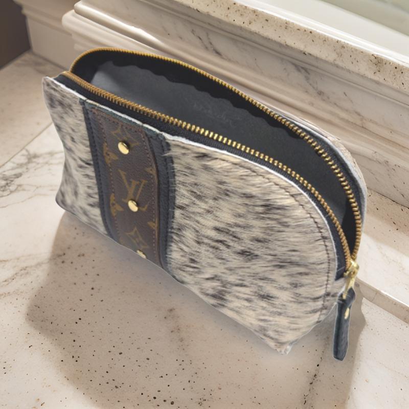 Clara Cosmetic Pouch In Leather | Upcycled LV
