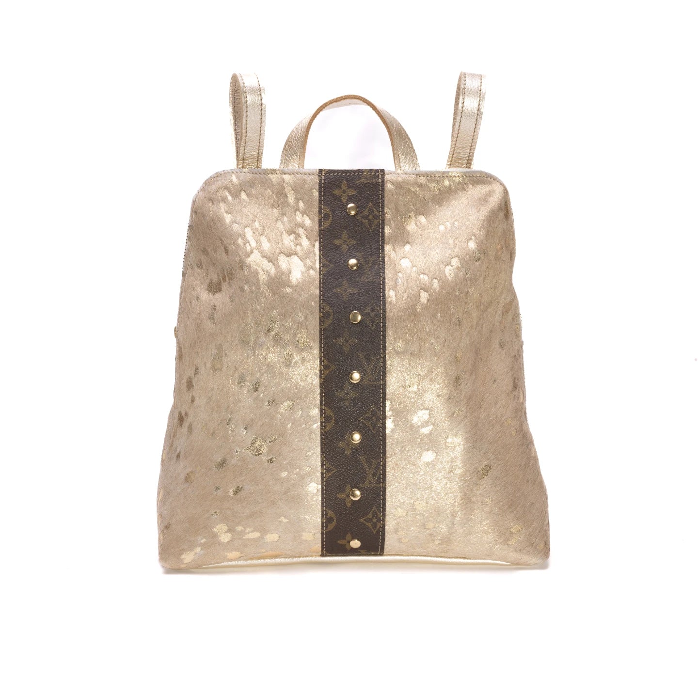 Upcycled Louis Vuitton Backpack in Gold Cowhide Leather